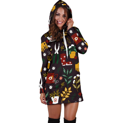 Gardening Pattern Print Design G05 Women Hoodie Dress