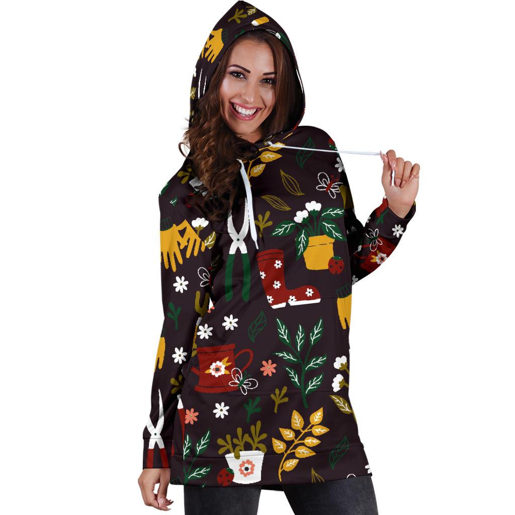 Gardening Pattern Print Design G05 Women Hoodie Dress
