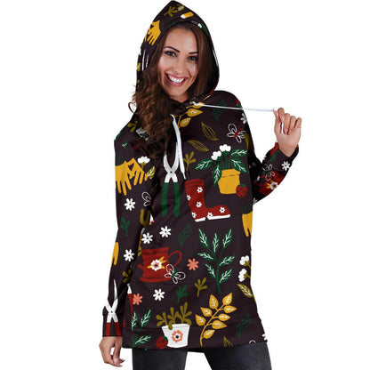 Gardening Pattern Print Design G05 Women Hoodie Dress