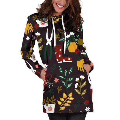 Gardening Pattern Print Design G05 Women Hoodie Dress