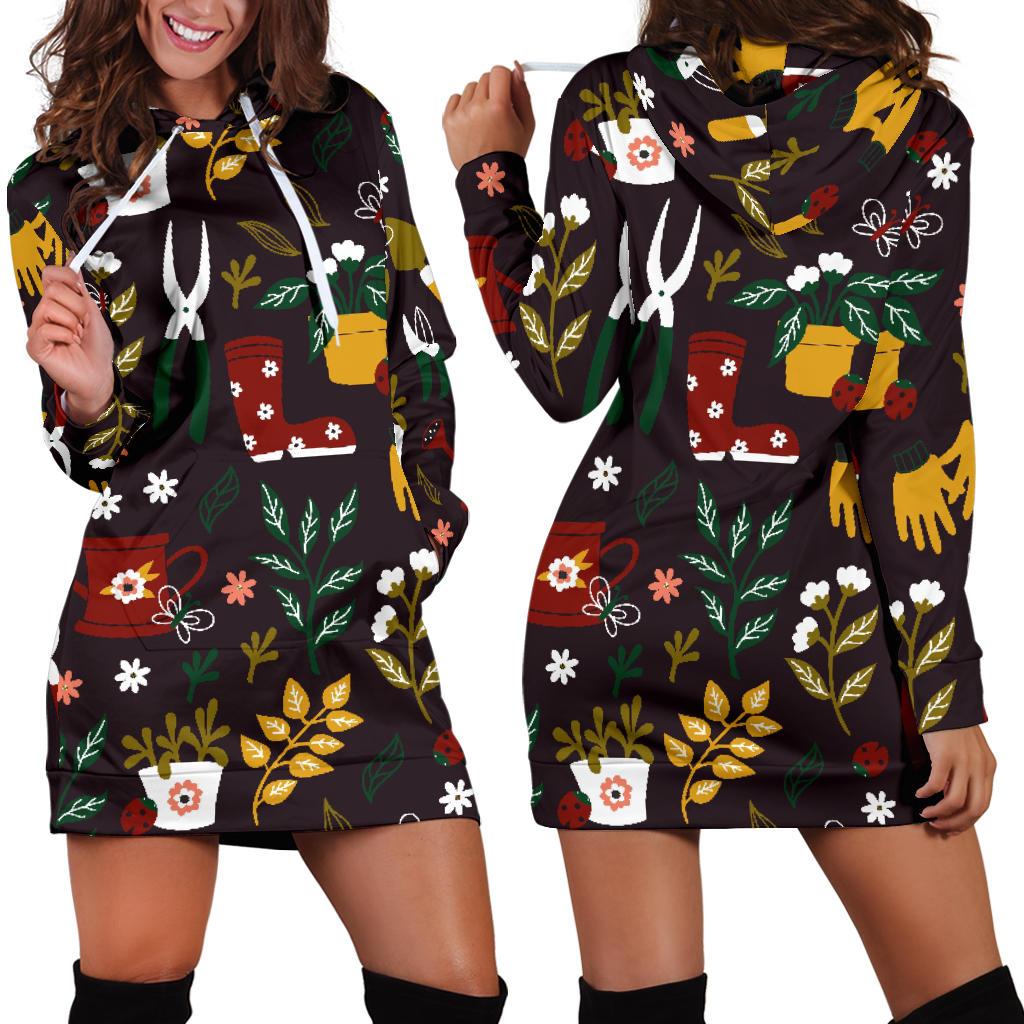 Gardening Pattern Print Design G05 Women Hoodie Dress