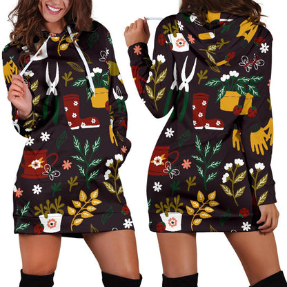 Gardening Pattern Print Design G05 Women Hoodie Dress