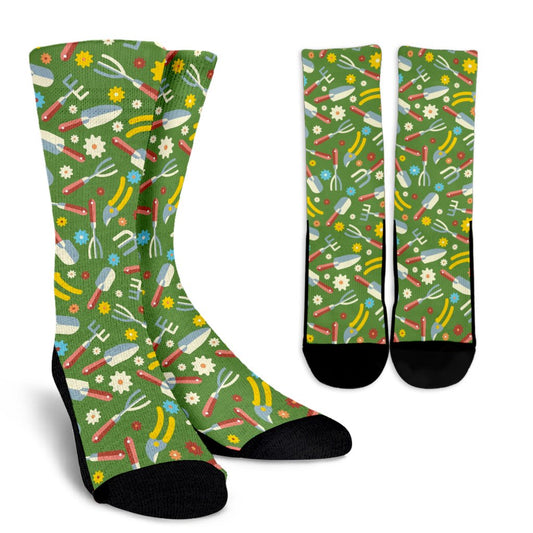 Gardening Pattern Print Design G06 Crew Socks-JORJUNE.COM