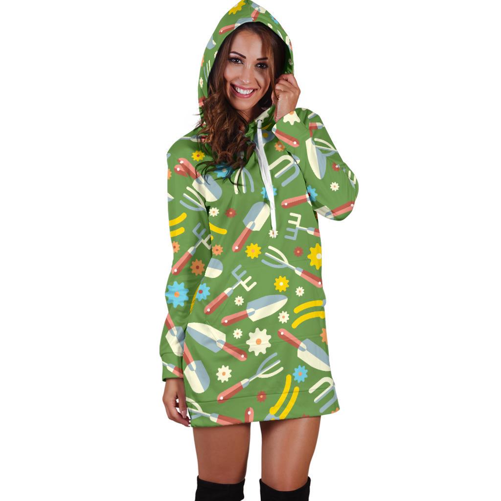 Gardening Pattern Print Design G06 Women Hoodie Dress