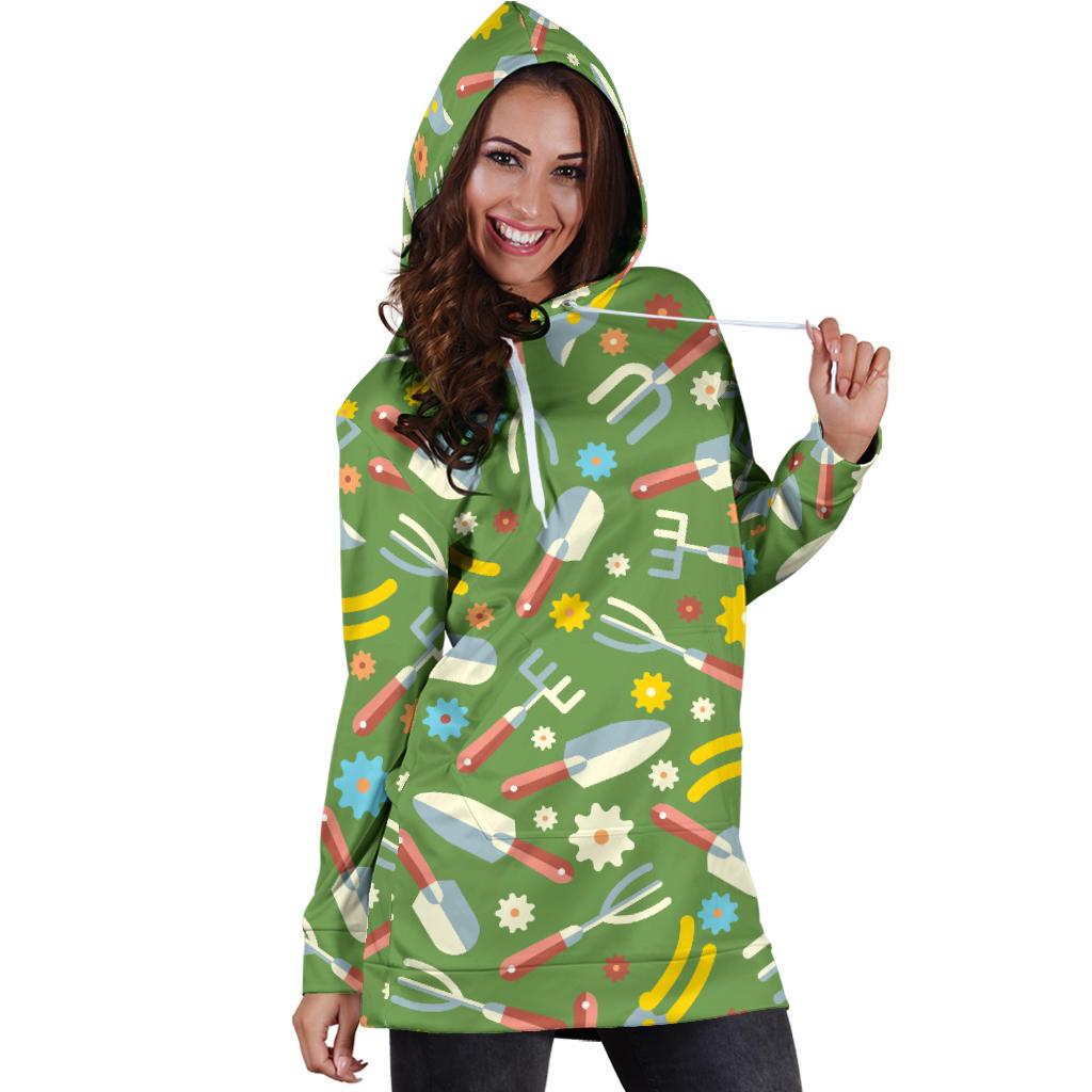 Gardening Pattern Print Design G06 Women Hoodie Dress