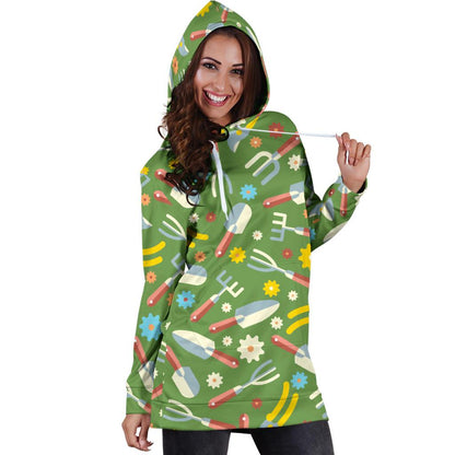Gardening Pattern Print Design G06 Women Hoodie Dress