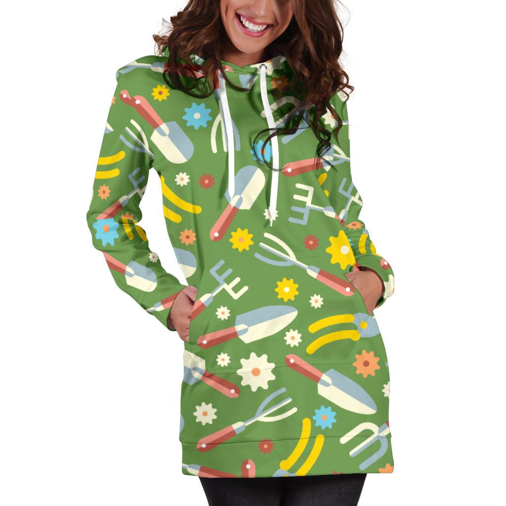 Gardening Pattern Print Design G06 Women Hoodie Dress