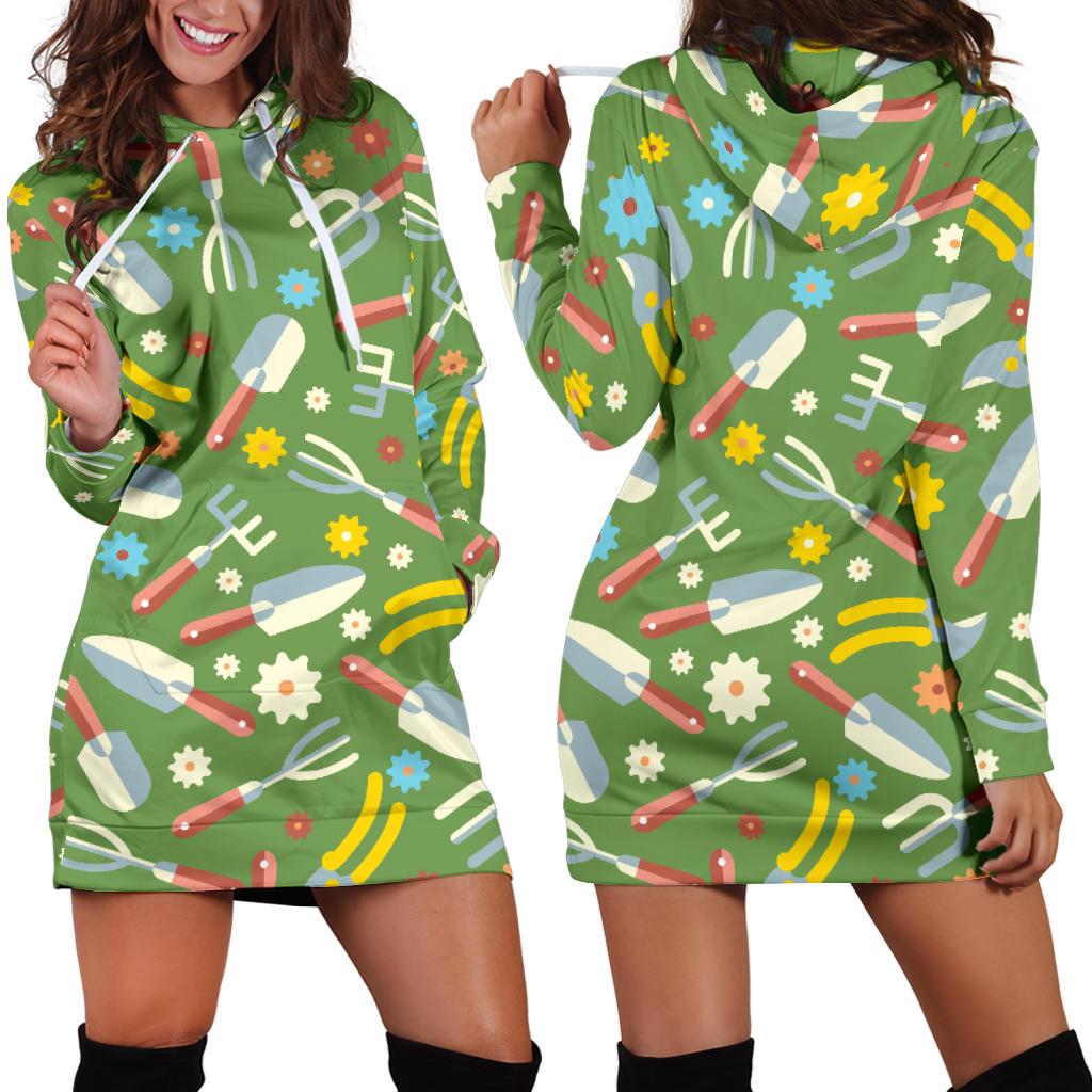 Gardening Pattern Print Design G06 Women Hoodie Dress