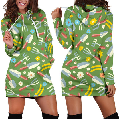 Gardening Pattern Print Design G06 Women Hoodie Dress