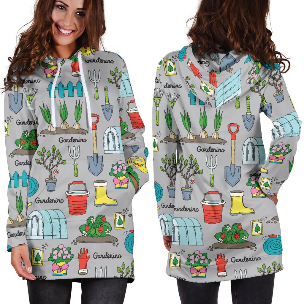 Gardening Pattern Print Design G07 Women Hoodie Dress