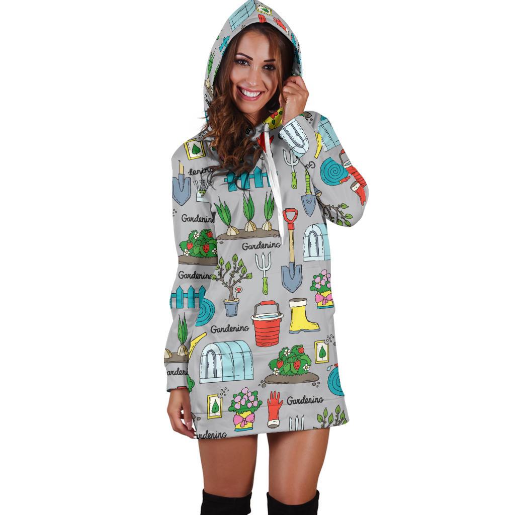 Gardening Pattern Print Design G07 Women Hoodie Dress