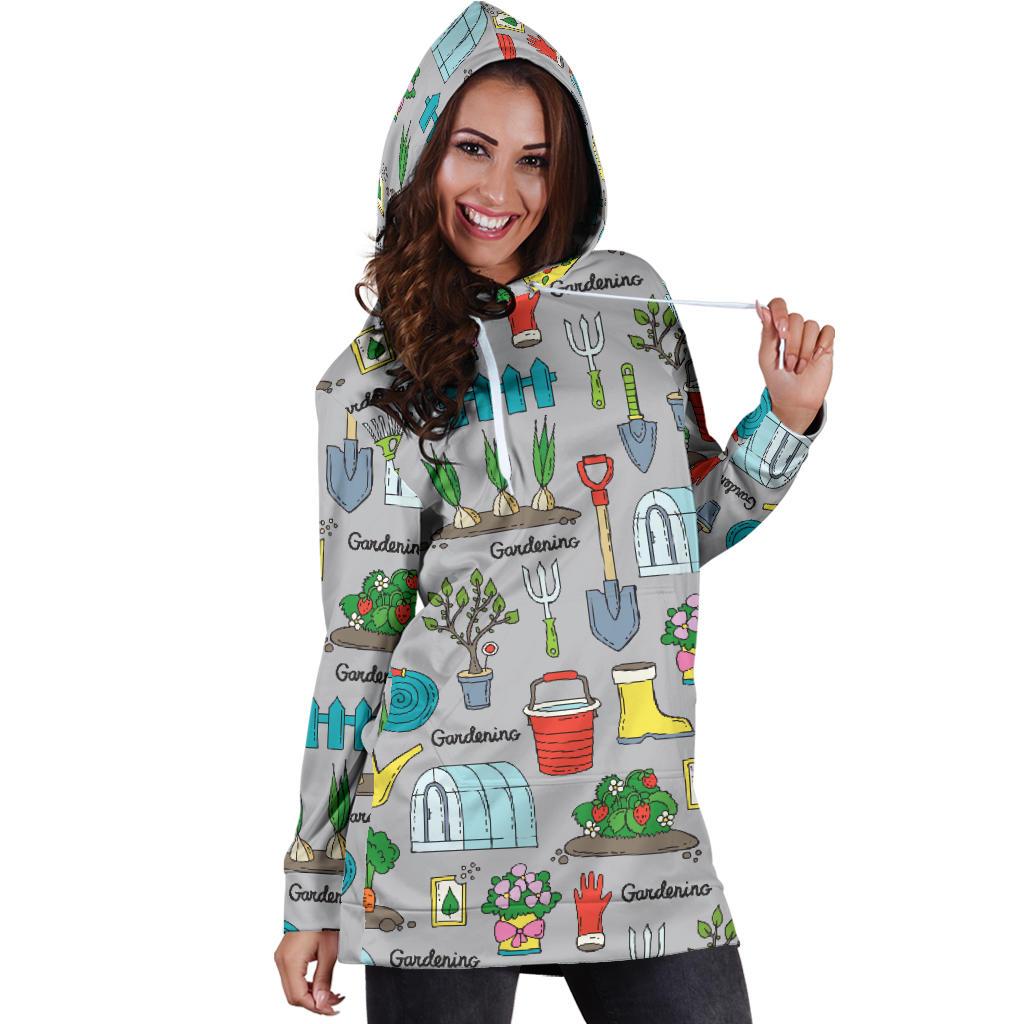 Gardening Pattern Print Design G07 Women Hoodie Dress