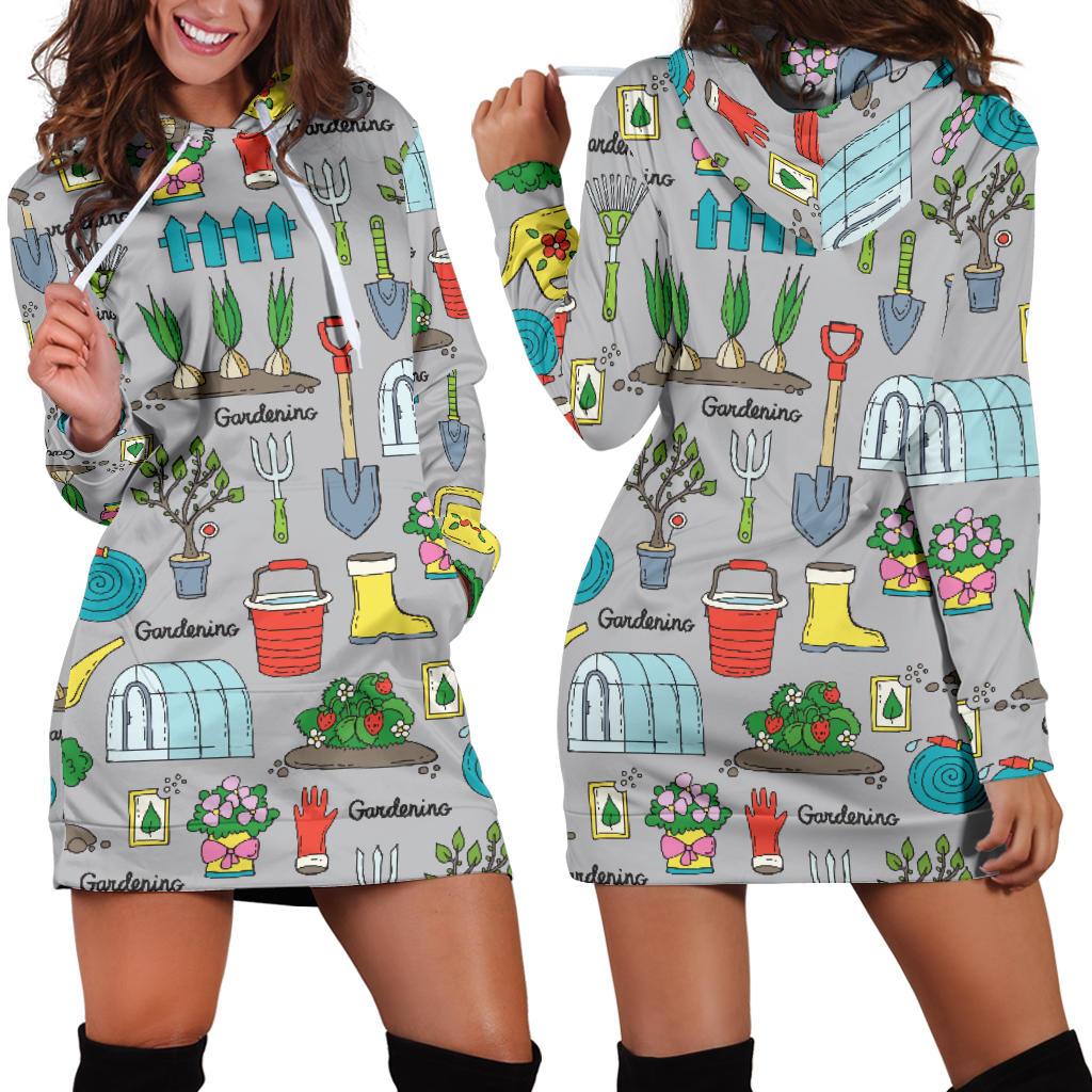 Gardening Pattern Print Design G07 Women Hoodie Dress