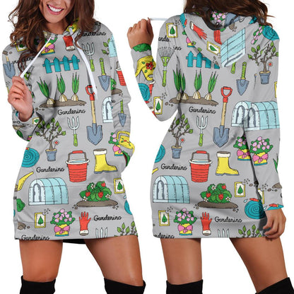 Gardening Pattern Print Design G07 Women Hoodie Dress