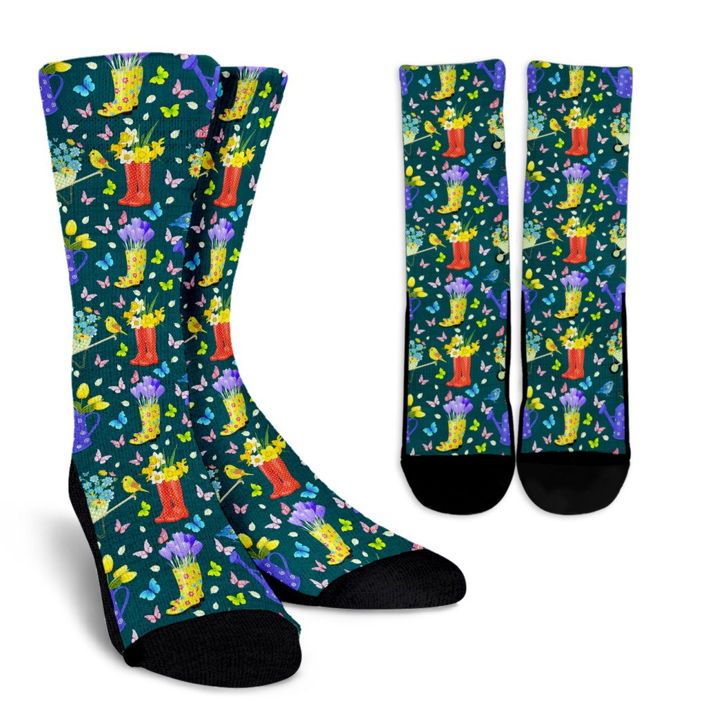 Gardening Pattern Print Design G08 Crew Socks-JORJUNE.COM