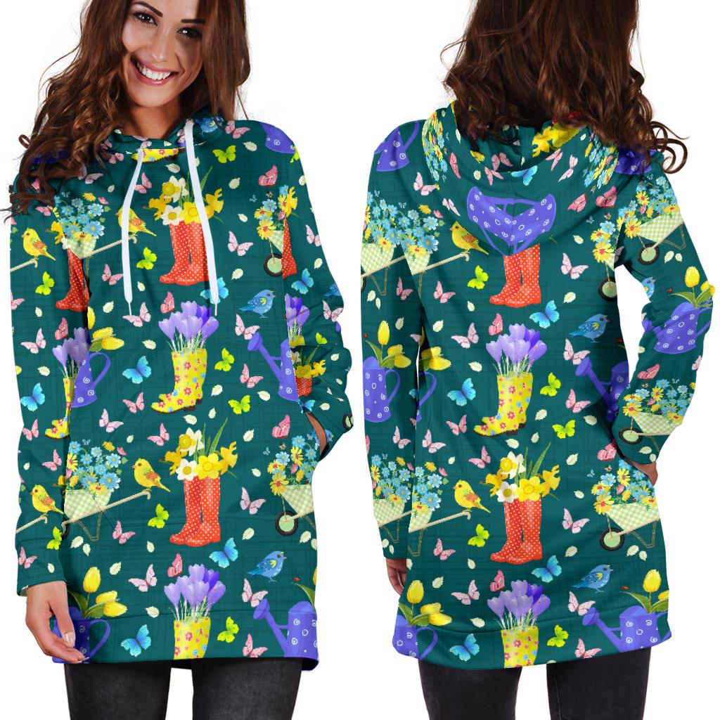 Gardening Pattern Print Design G08 Women Hoodie Dress