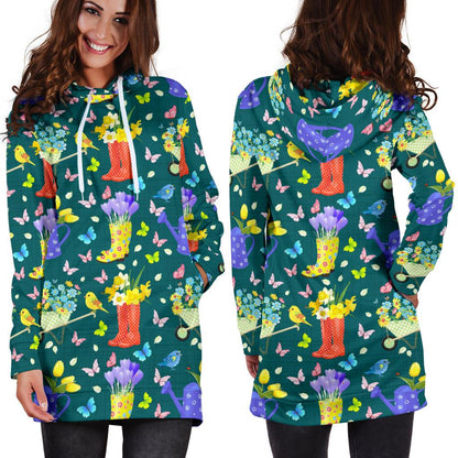 Gardening Pattern Print Design G08 Women Hoodie Dress
