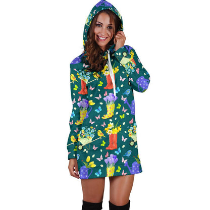 Gardening Pattern Print Design G08 Women Hoodie Dress