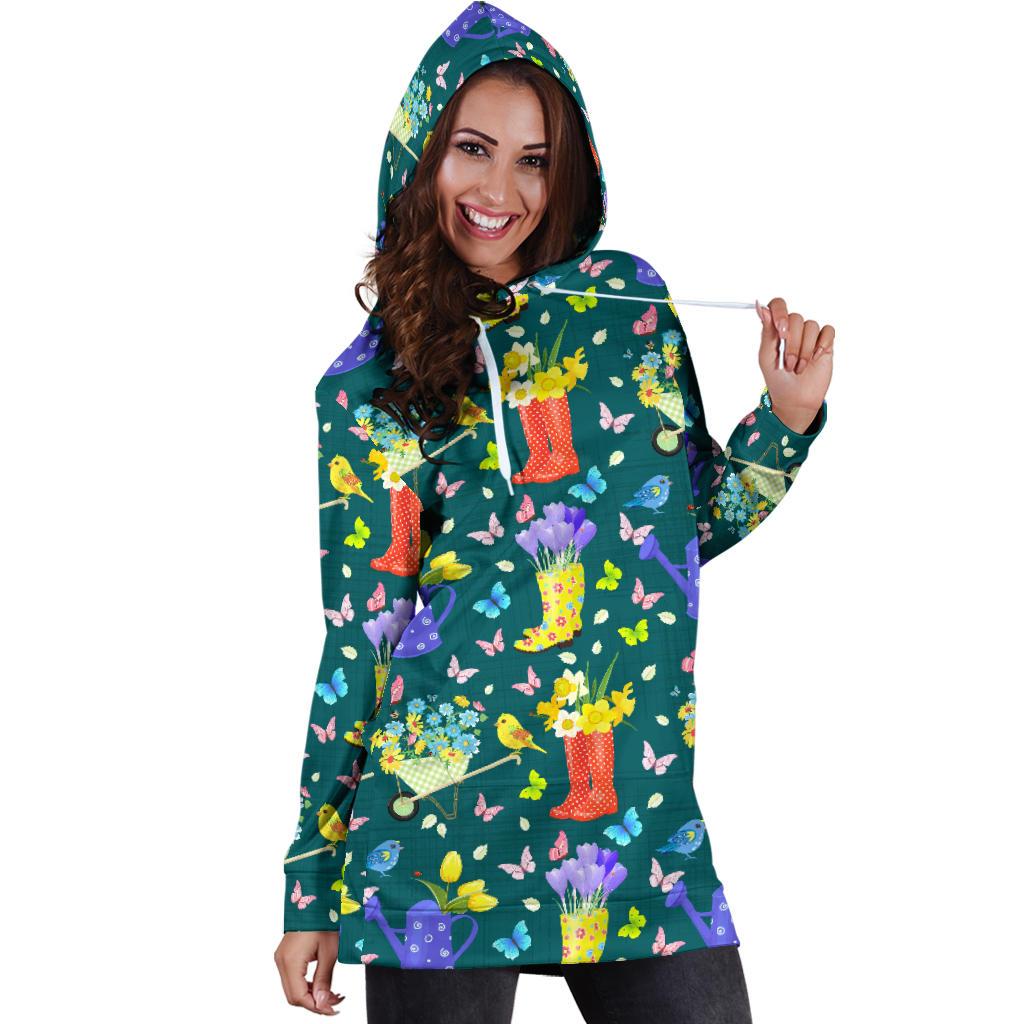 Gardening Pattern Print Design G08 Women Hoodie Dress