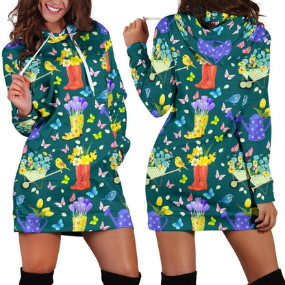 Gardening Pattern Print Design G08 Women Hoodie Dress