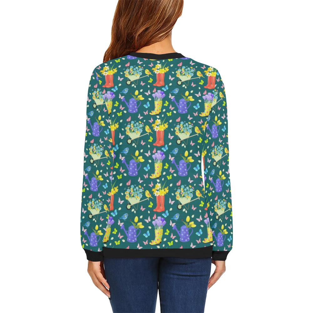 Gardening Pattern Print Design G08 Women Long Sleeve Sweatshirt-JorJune