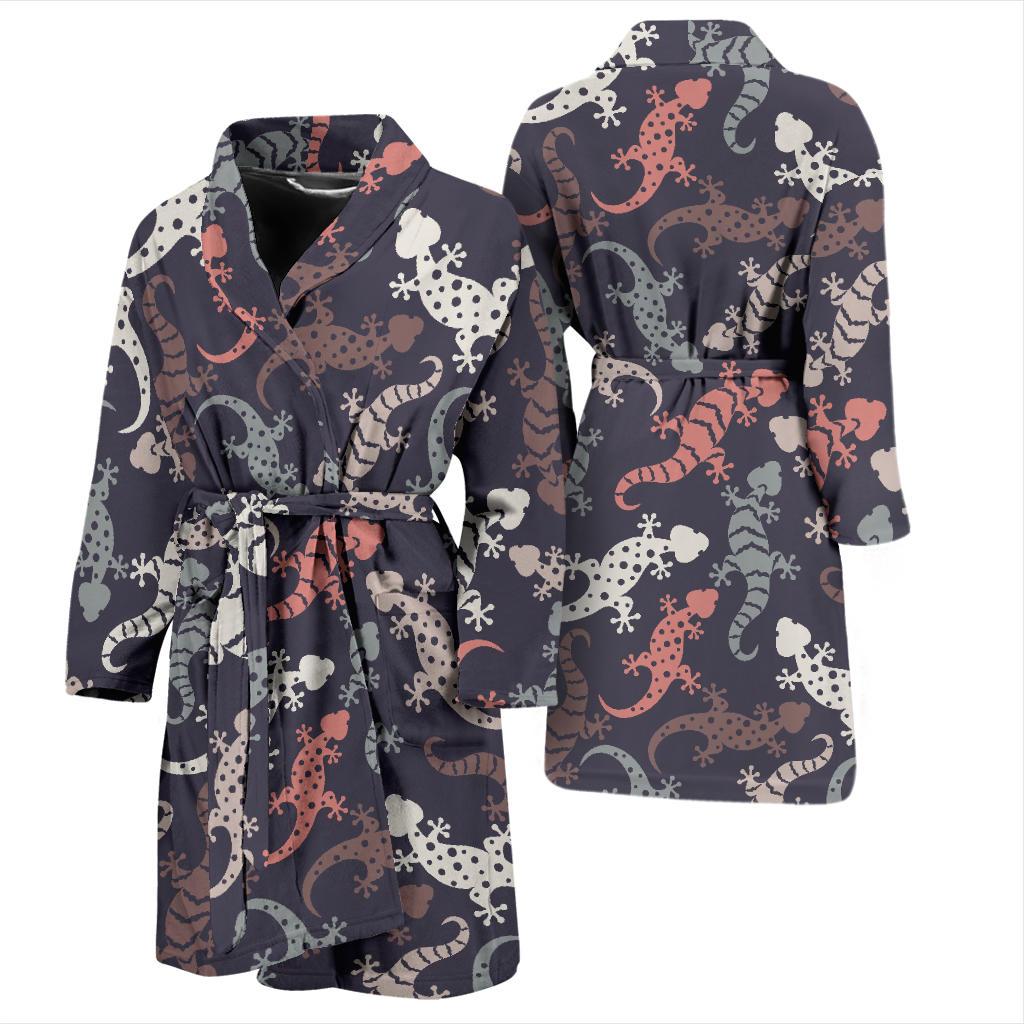 Gecko Pattern Print Design 02 Men Bathrobe-JORJUNE.COM