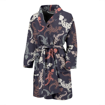 Gecko Pattern Print Design 02 Men Bathrobe-JORJUNE.COM