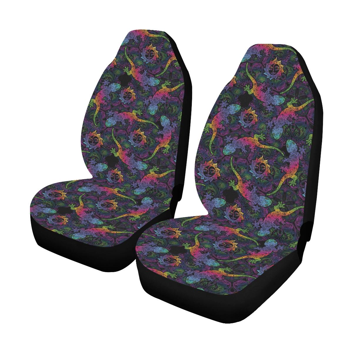 Gecko Rainbow Pattern Print Design 03 Car Seat Covers (Set of 2)-JORJUNE.COM