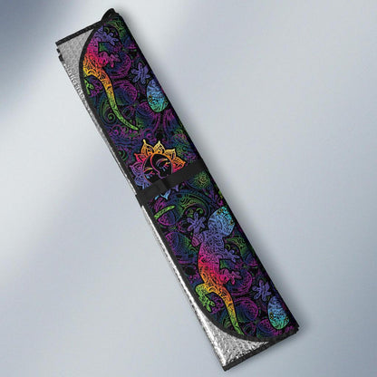 Gecko Rainbow Pattern Print Design 03 Car Sun Shade-JORJUNE.COM
