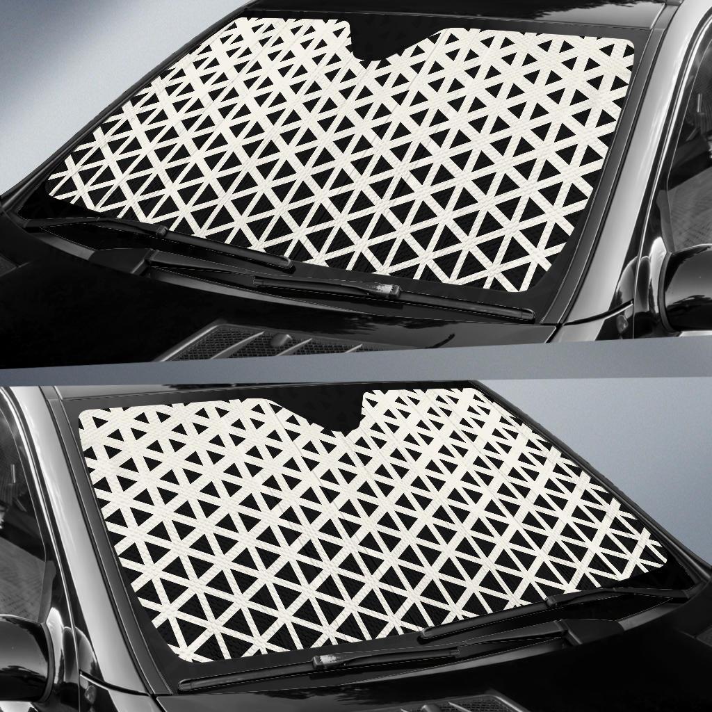 Geometric Black White Pattern Print Design 03 Car Sun Shade-JORJUNE.COM