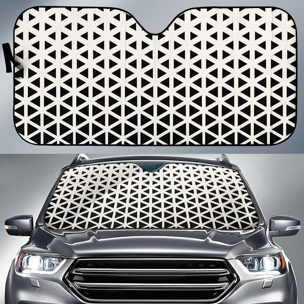 Geometric Black White Pattern Print Design 03 Car Sun Shade-JORJUNE.COM
