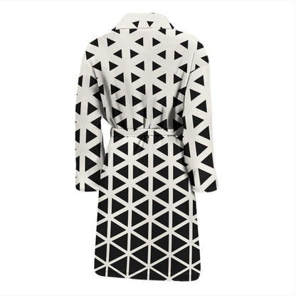 Geometric Black White Pattern Print Design 03 Men Bathrobe-JORJUNE.COM