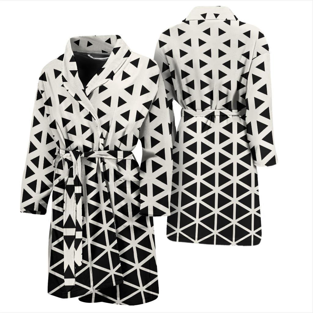 Geometric Black White Pattern Print Design 03 Men Bathrobe-JORJUNE.COM