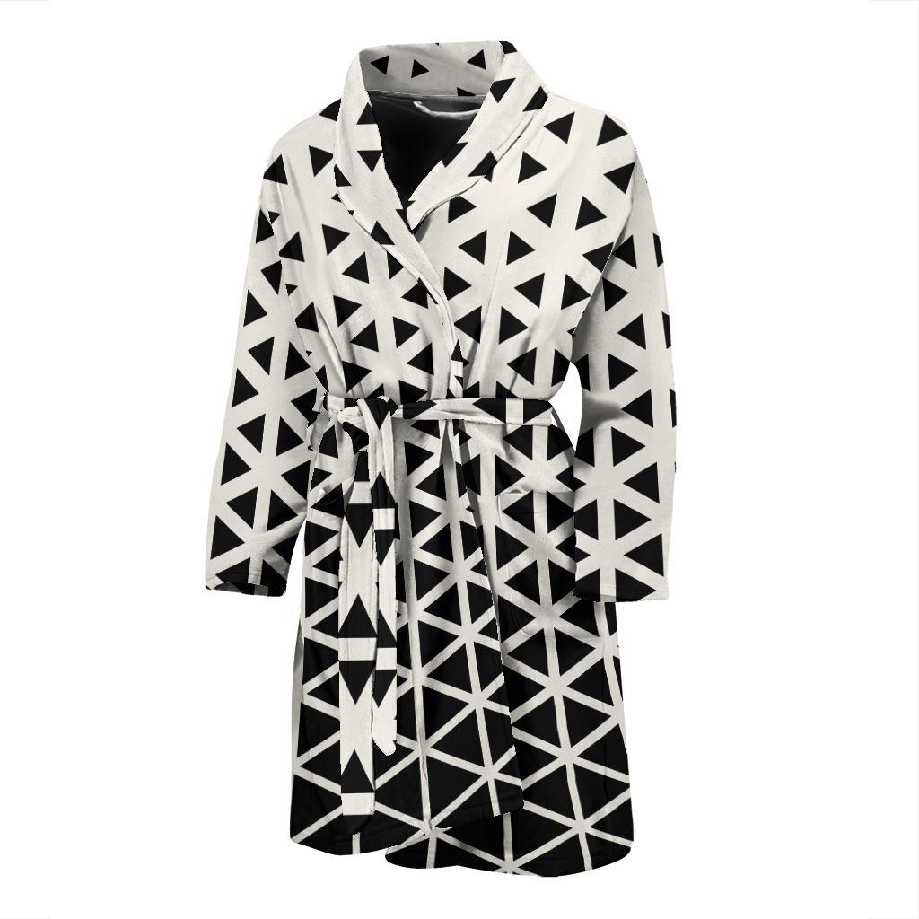 Geometric Black White Pattern Print Design 03 Men Bathrobe-JORJUNE.COM