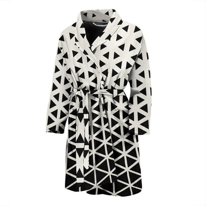 Geometric Black White Pattern Print Design 03 Men Bathrobe-JORJUNE.COM