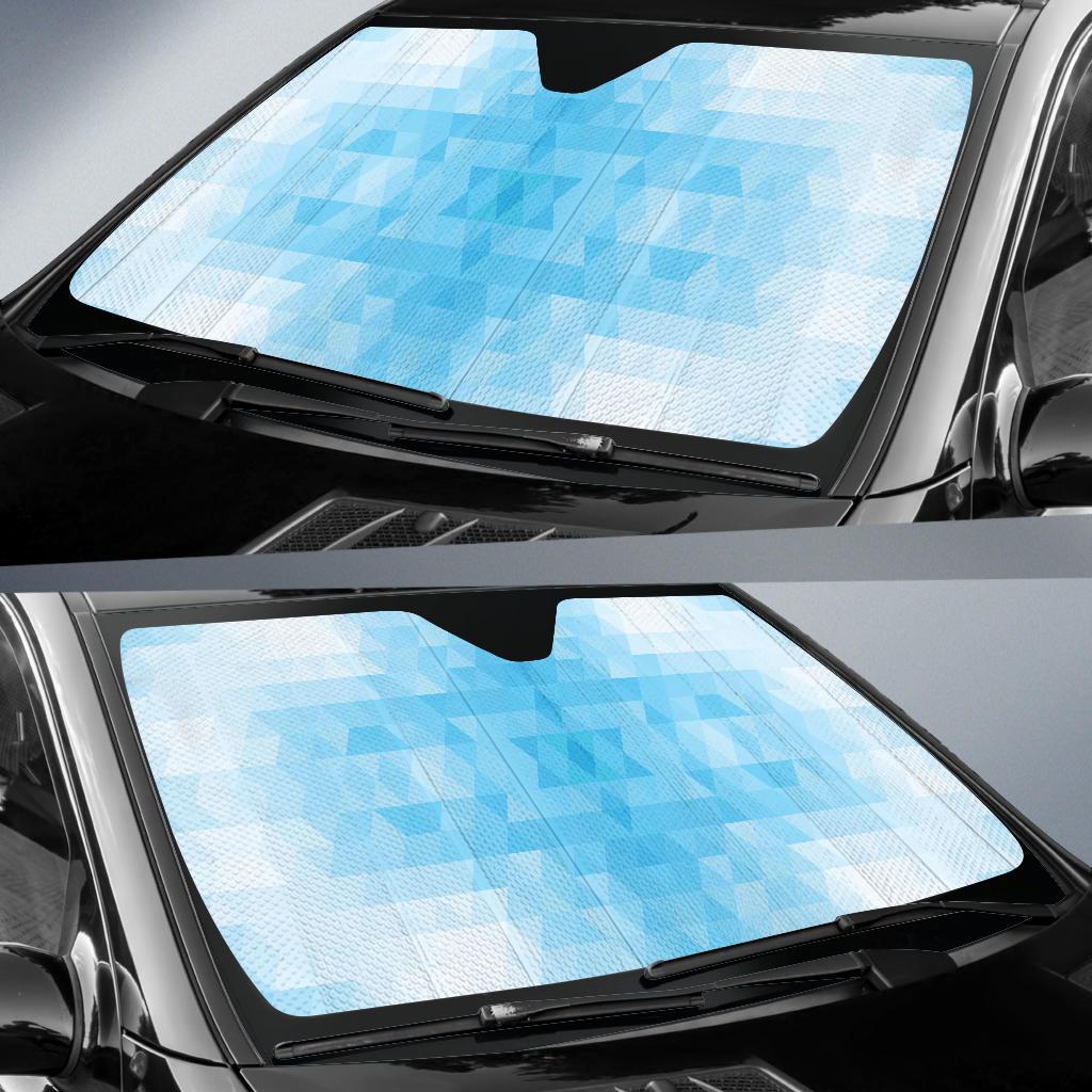 Geometric Blue Pattern Print Design 01 Car Sun Shade-JORJUNE.COM