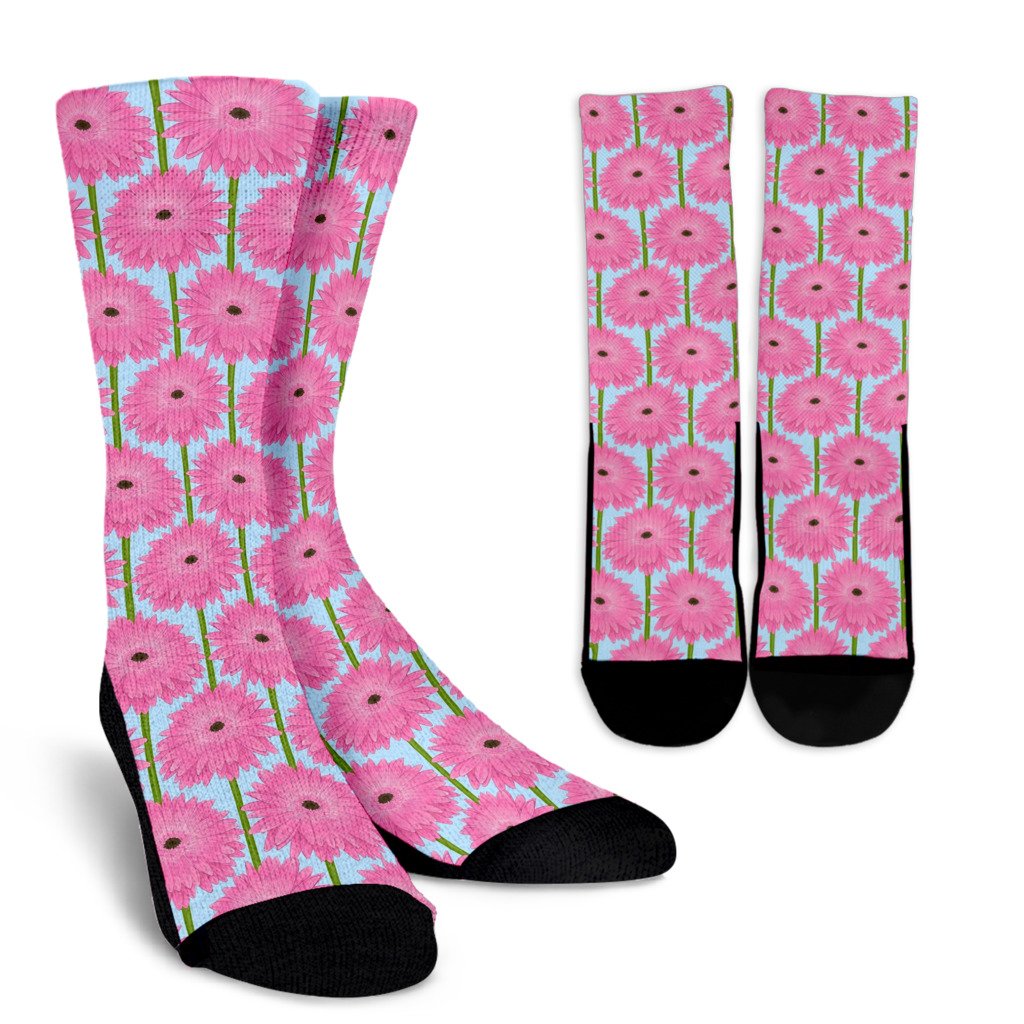 Gerberas Pattern Print Design GB01 Crew Socks-JORJUNE.COM