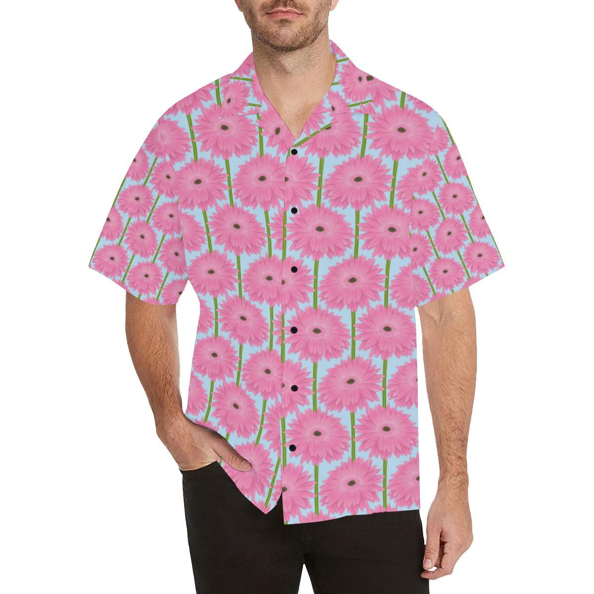 Gerberas Pattern Print Design GB01 Men Hawaiian Shirt-JorJune