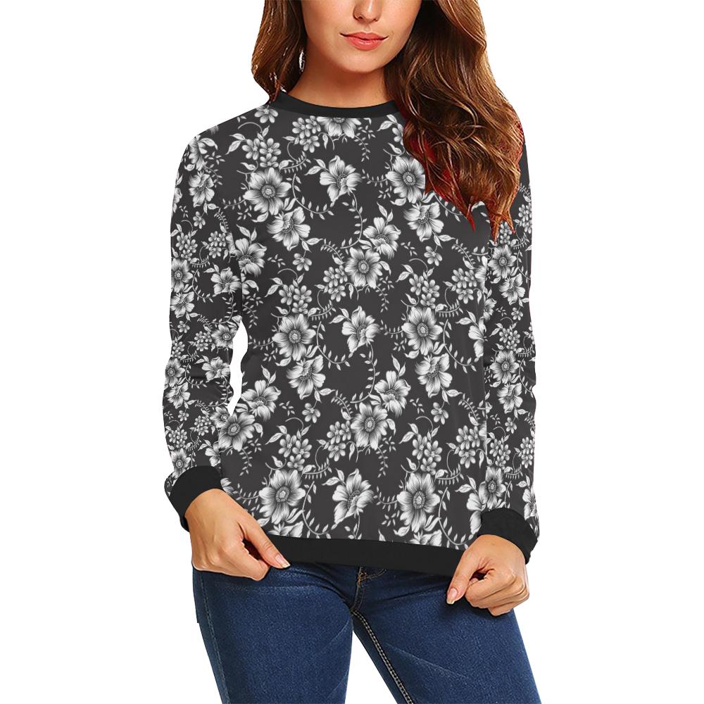 Gerberas Pattern Print Design GB02 Women Long Sleeve Sweatshirt-JorJune