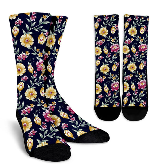 Gerberas Pattern Print Design GB03 Crew Socks-JORJUNE.COM