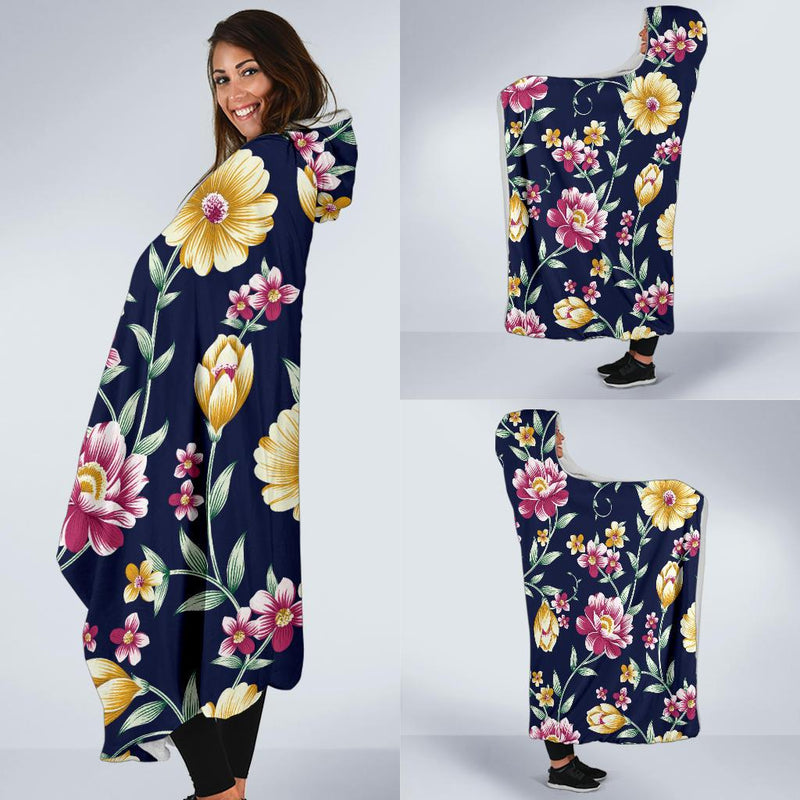 Gerberas Pattern Print Design GB03 Hooded Blanket-JORJUNE.COM