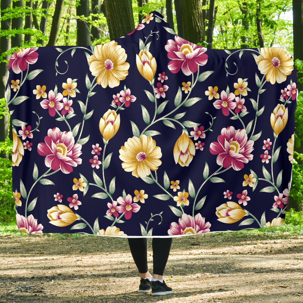 Gerberas Pattern Print Design GB03 Hooded Blanket-JORJUNE.COM