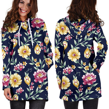 Gerberas Pattern Print Design GB03 Women Hoodie Dress