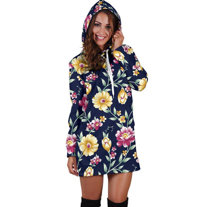 Gerberas Pattern Print Design GB03 Women Hoodie Dress