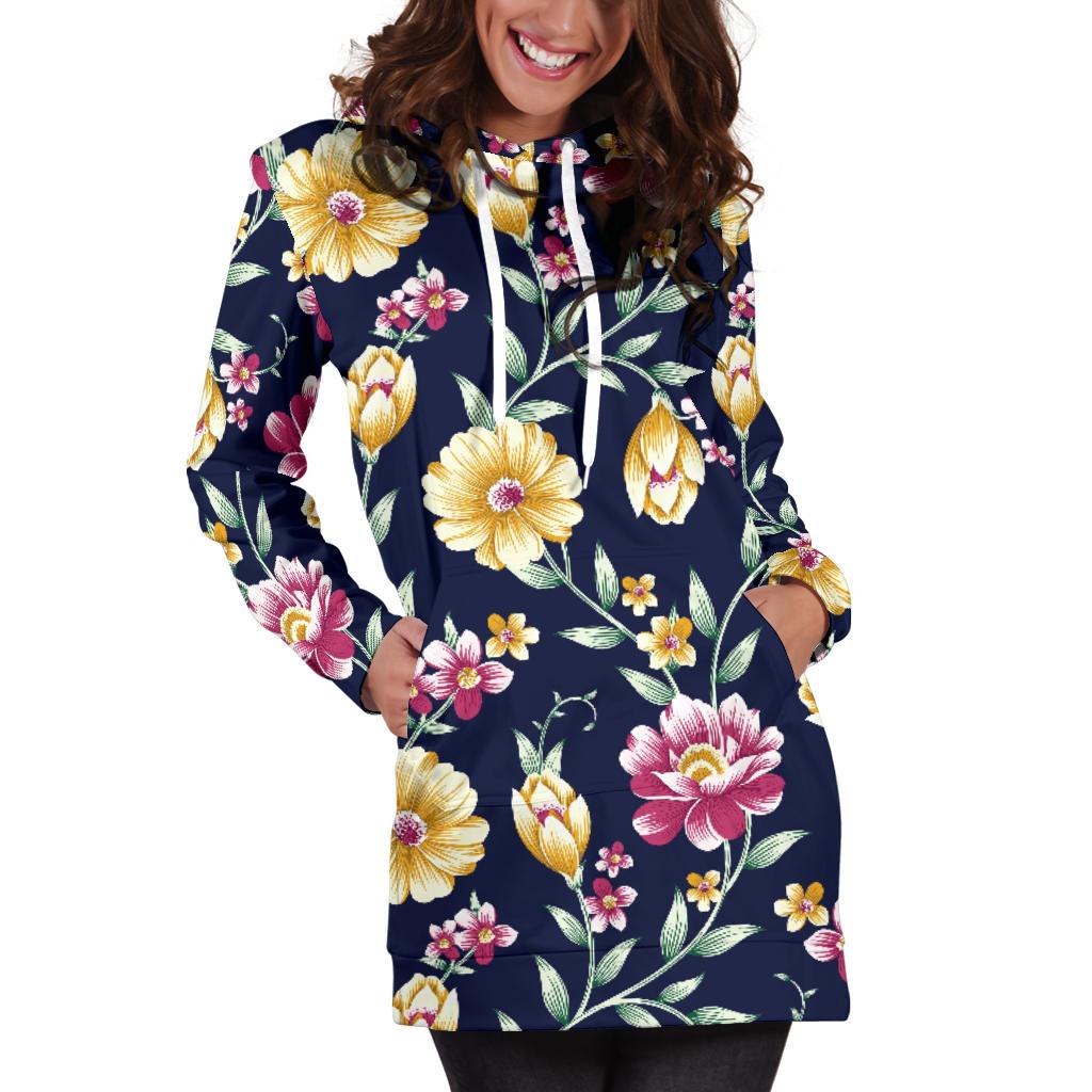 Gerberas Pattern Print Design GB03 Women Hoodie Dress