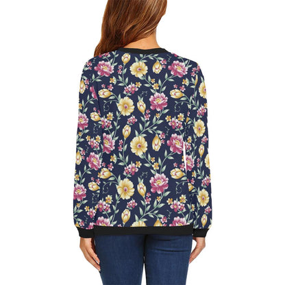 Gerberas Pattern Print Design GB03 Women Long Sleeve Sweatshirt-JorJune
