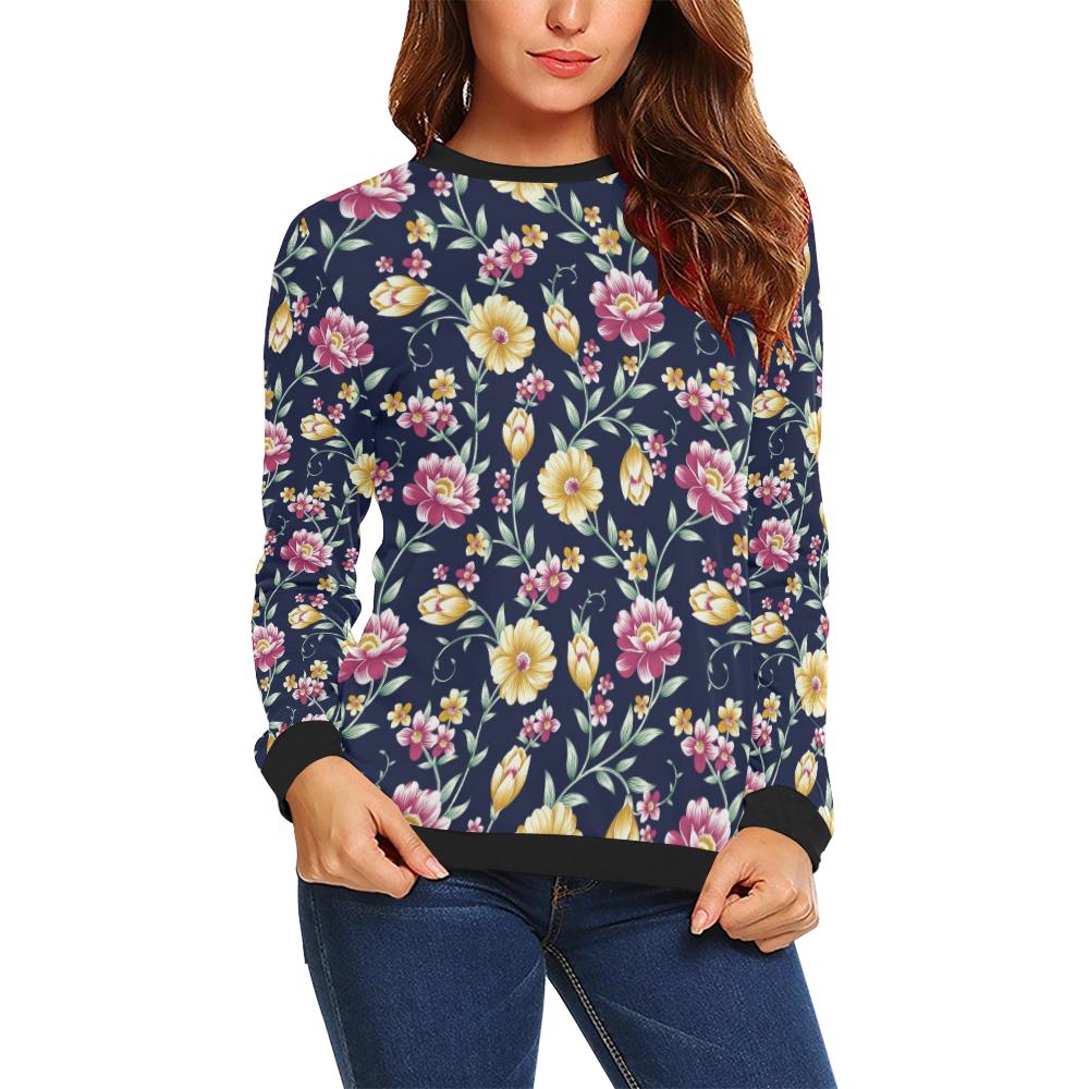 Gerberas Pattern Print Design GB03 Women Long Sleeve Sweatshirt-JorJune