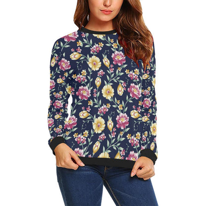 Gerberas Pattern Print Design GB03 Women Long Sleeve Sweatshirt-JorJune