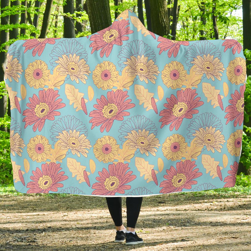 Gerberas Pattern Print Design GB04 Hooded Blanket-JORJUNE.COM