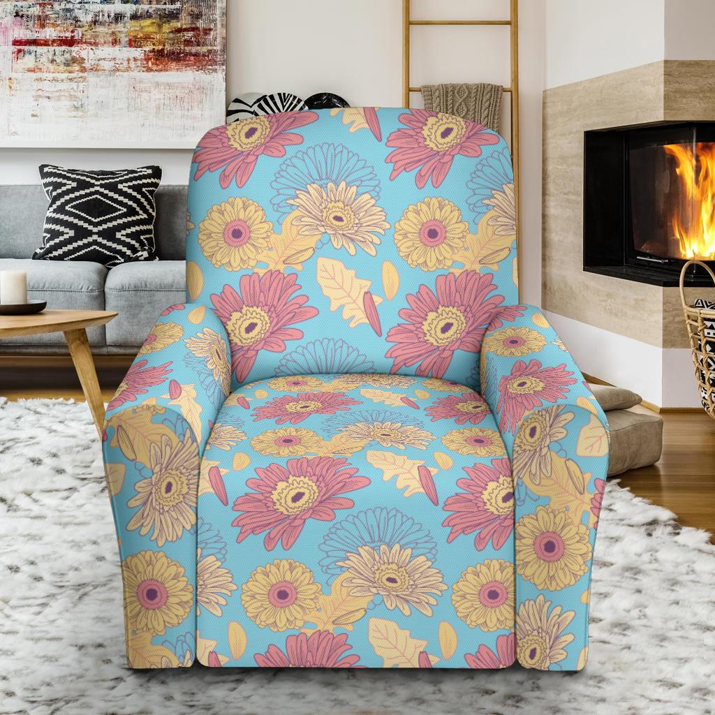 Gerberas Pattern Print Design GB04 Recliner Slipcover-JORJUNE.COM